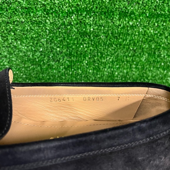 Ferragamo Black Suede Saba Loafers Size 7 Includes Box And Duster - Picture 7 of 9